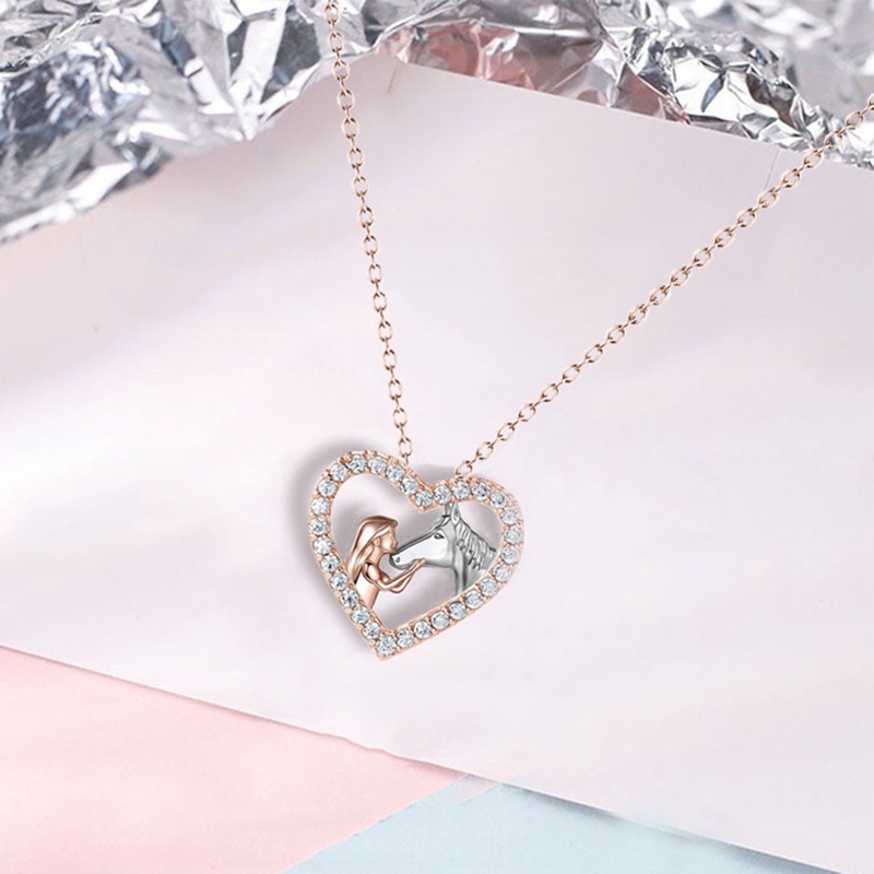 Gadis Kuda Kalung Wanita Gadis Hati Liontin Kalung Horse Perhiasan Untuk Gadis Putri Pesta Ulang Tahun Hadiah Hari Valentine