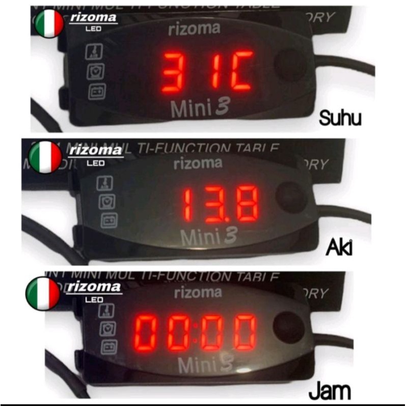 VOLT METER AKI 3 IN SUHU JAM AKI DIGITAL/VOLT METER RIZOMA