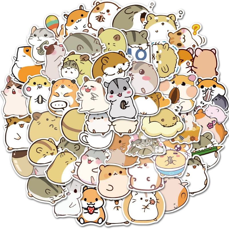 

12pc Stiker Hamster Lucu Sticker Graffiti PVC Vinyl Kartun Jurnal Diary Scrapbook Journal Studygram