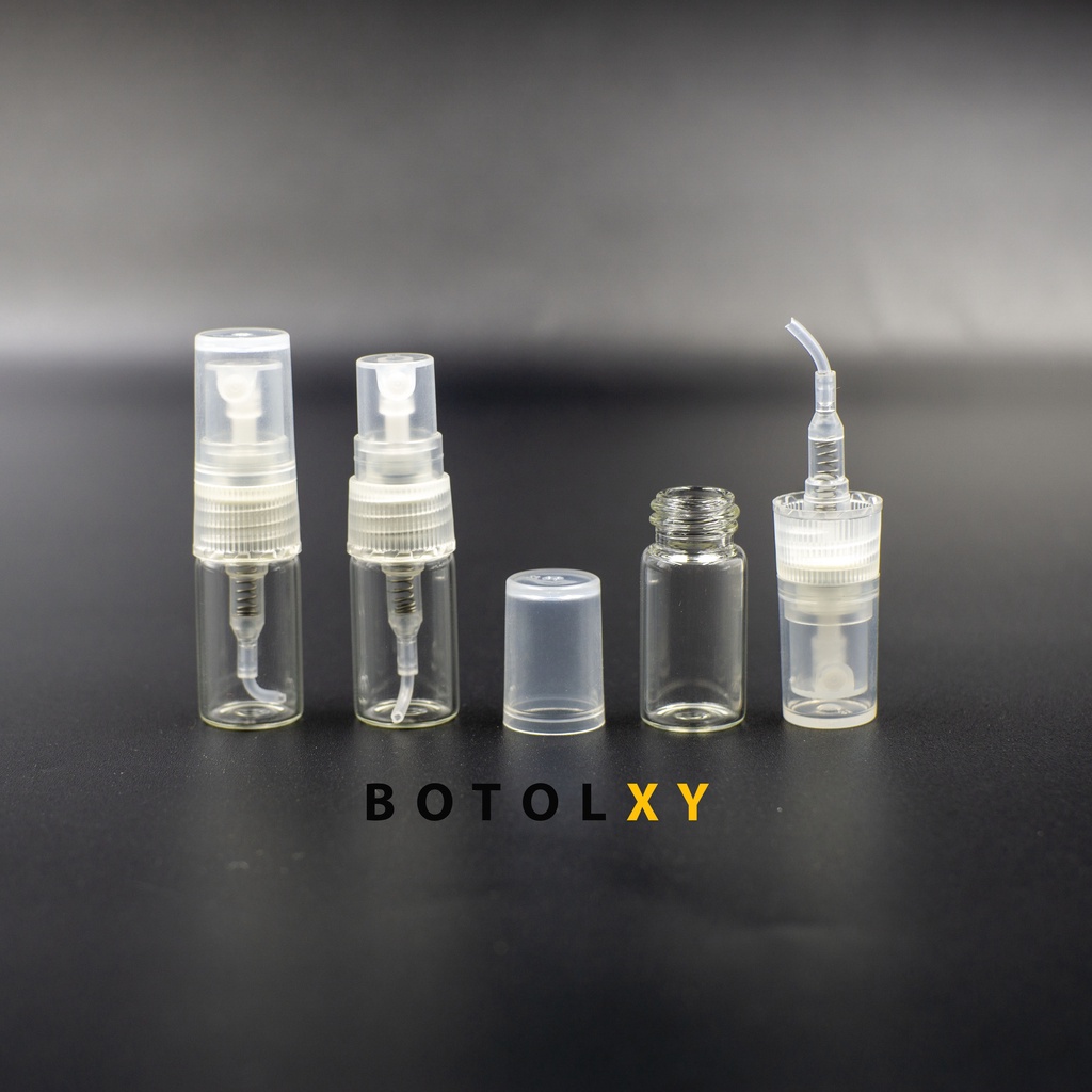 Botol Spray Kaca 2ml Refill Parfum Vial Travel Decant TUTUP BENING