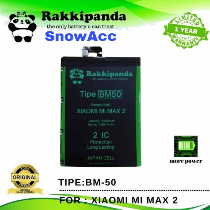 RAKKIPANDA BATERAI XIAOMI MI MAX 2 BM50 GARANSI RESMI
