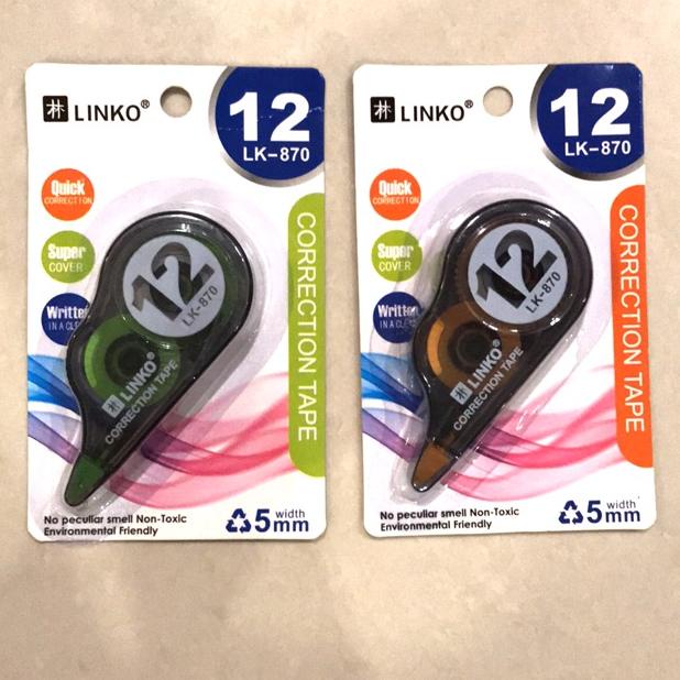 

CORRECTION TAPE LINKO LK-870 ISI 1 LUSIN TIPEX KERTAS TERLARISS...,,,,,