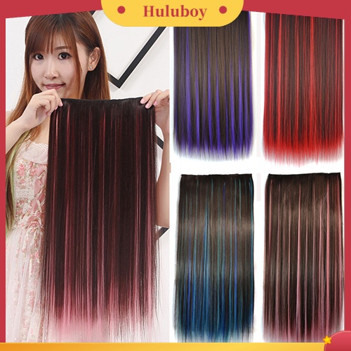 Wig Rambut Extension Model Panjang Lurus Warna Campur Untuk Wanita