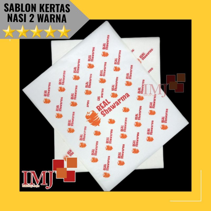 

SABLON KERTAS NASI 2 WARNA CETAK KERTAS KEBAB SABLON KERTAS BURGER CUSTOM 2 WARNA