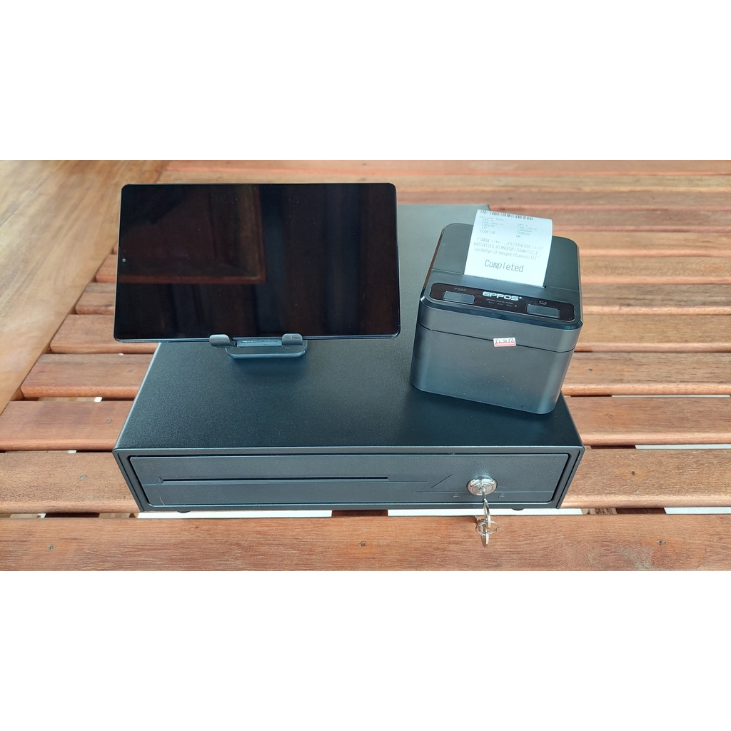Paket Mesin Kasir Android POS Tablet/Tab Samsung 8 Inch 3/32 GB - PAKET LENGKAP : Tab, Laci Uang/Cash drawer &amp; Printer Thermal 58mm - cocok untuk Restaurant, Cafe,Resto,  Barber Shop, Vape Store, Retail