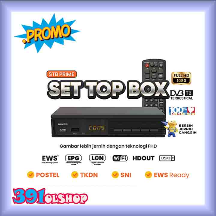 STB MURAH EVERCOSS STB Prime DVB T2 FHD 1080P / SET TOP BOX EVERCOSS TYPE PRIME