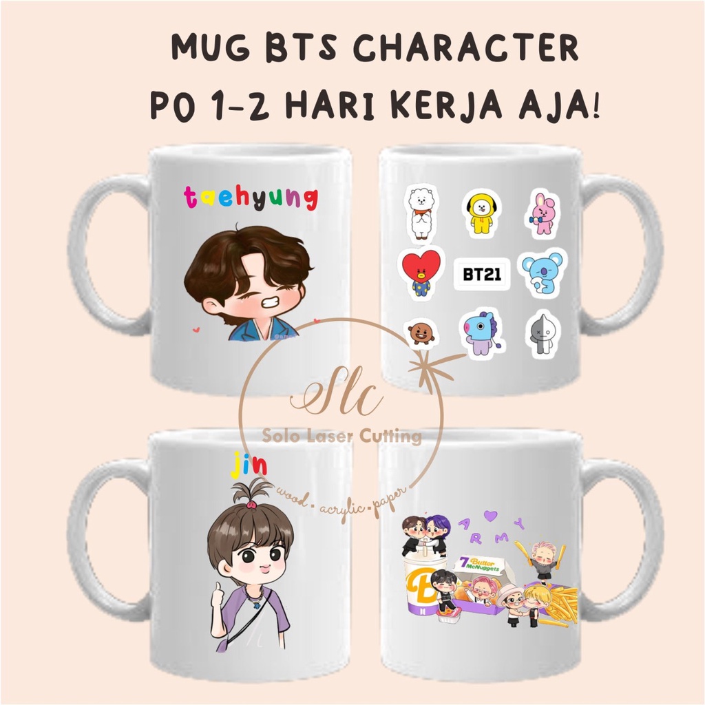 PALING MURAH  MUG COSTUM UNIK LUCU AVATAR BTS CARTOON COSTUM MUG PRINT MUG GIFT KADO MUG  TERLARIS