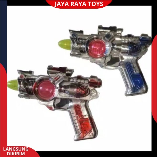 Mainan pistol anak mainan tembakan Berlampu &amp; Bersuara JNJ Pakai Baterai KC new