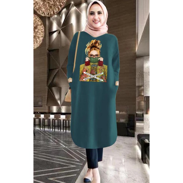 Tunik wanita DTF CEWEK KACAMATA / tunik murah / tunik kekinian / tunik panjang / tunik import / tunik jumbo