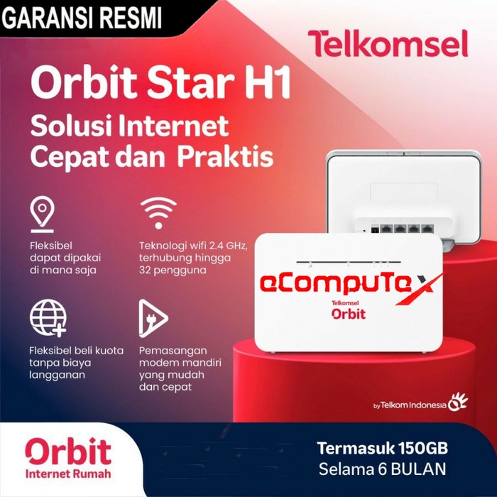 MODEM WIFI ORBIT STAR H1 4G LTE / H 1 LITE FREE 150GB HUAWEI B311 TELKOMSEL GARANSI RESMI