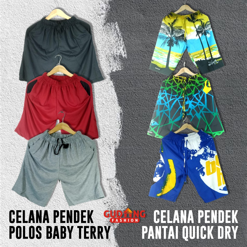 Celana Pantai Santai Pria Polyester Hitam – CLN 1085