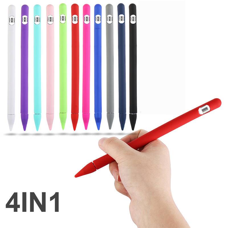 4-in-1 Silikon Pensil Cover Untuk Apple Pensil Generasi 1st Smart Stylus Pelindung Case Aksesoris Untuk Apple Pencil 1cover