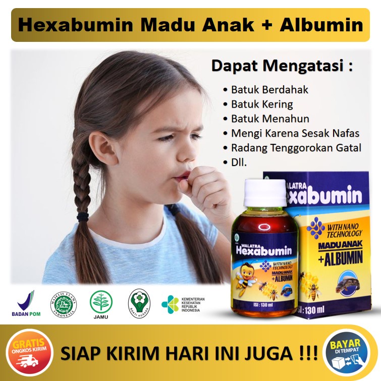 Obat Batuk Berdahak, Batuk Kering, Batuk Pilek Pada Anak - Hexabumin Madu Anak + Albumin 100% Origin