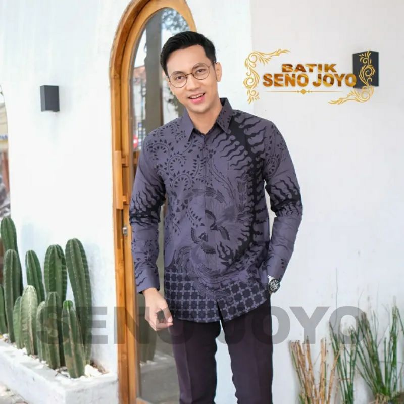 BLANTARA Kemeja Batik Pria Slimfit Lengan Panjang Bahn Katun Halus Lapis Fuiring