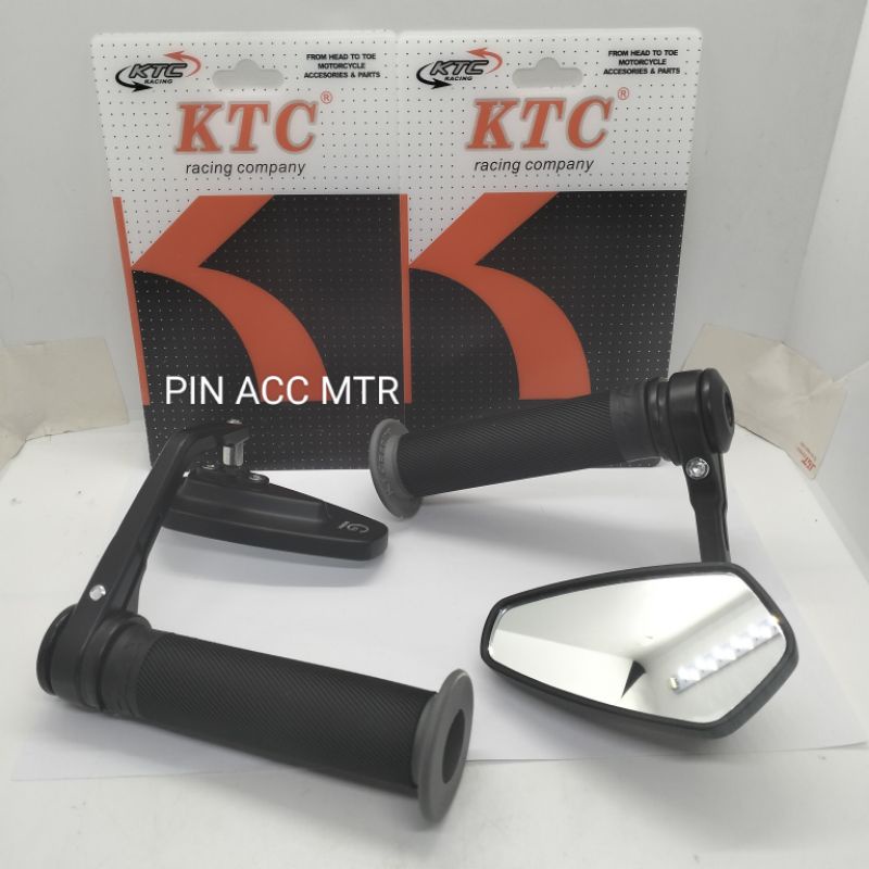 paket variasi motor spion jalu bar end/Oval/Kaca Bening/Kaca Biru + hangrip Ktc Bulu hitam untuk semua