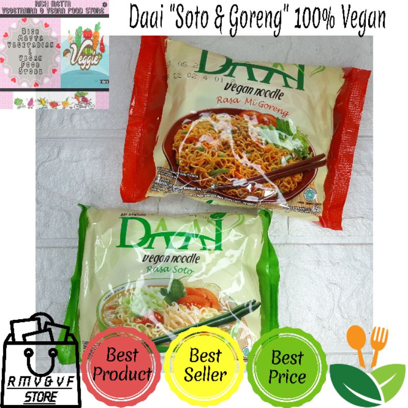 

Daai Mie Instan Rasa Soto - Rasa Goreng Vegetarian Vegan Noodles 85g