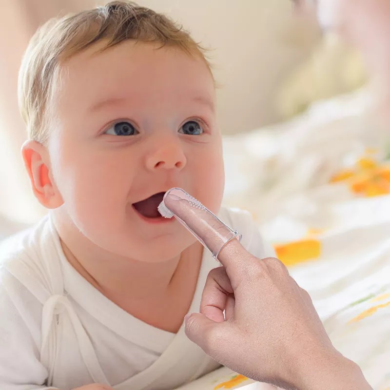 GOOGOO Sikat Gigi Jari Bayi Silikon / Finger Toothbrush with Case / Pembersih Mulut Bayi dengan Jari Ibu