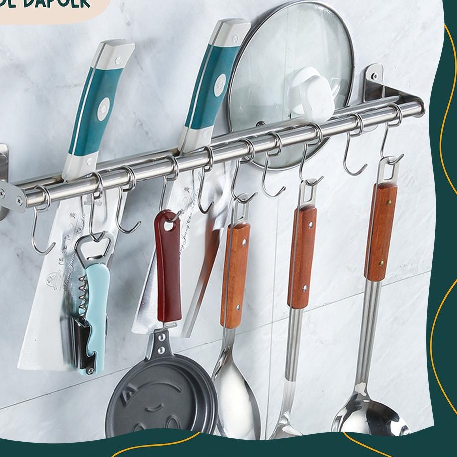 Model Terkeren Rak Dapur Gantungan Spatula Panci Peralatan Dapur Stainless Steel Anti Karat Premium