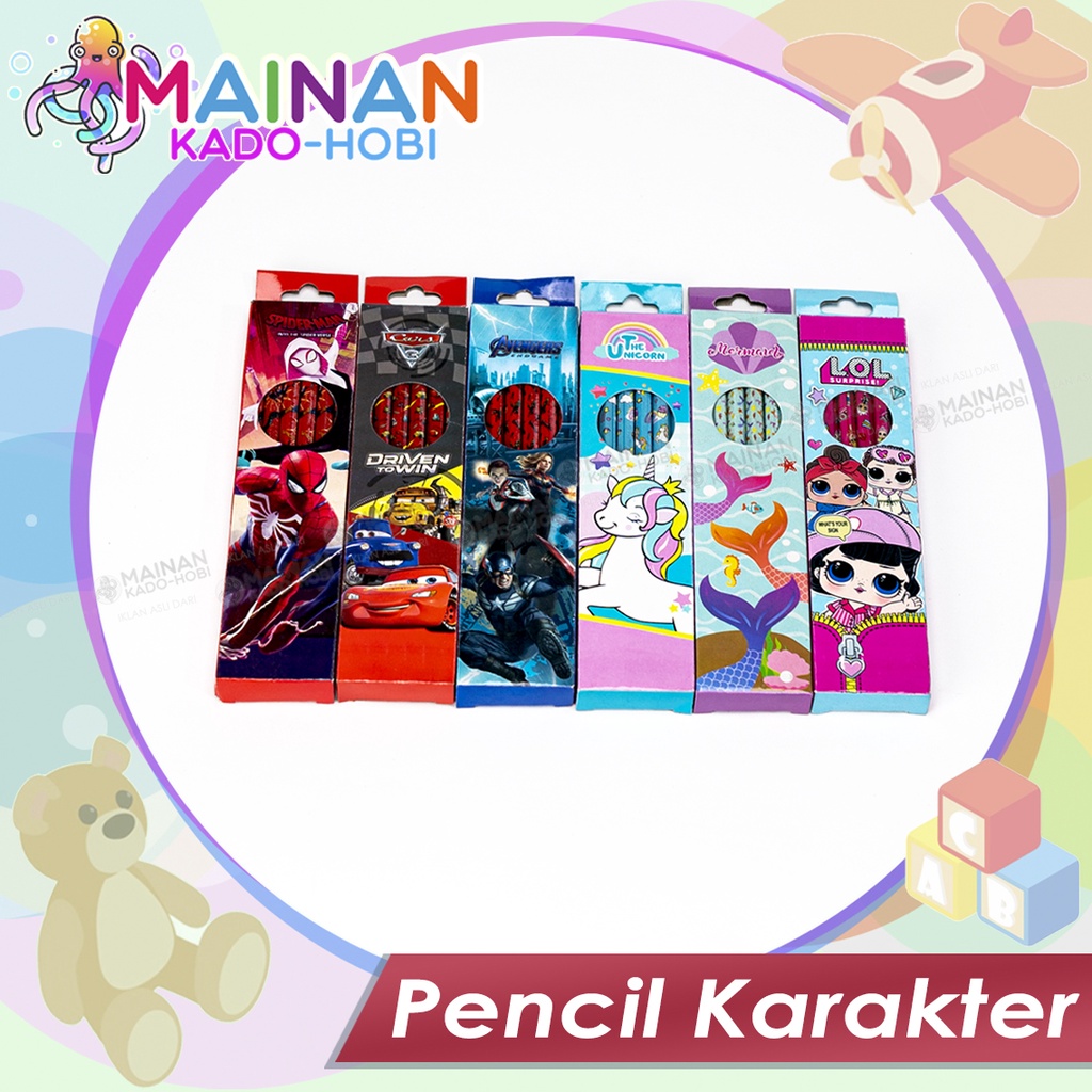 PAKET STATIONERY ALAT TULIS PENSIL KAYU 2B KARAKTER ANAK GOOD QUALITY