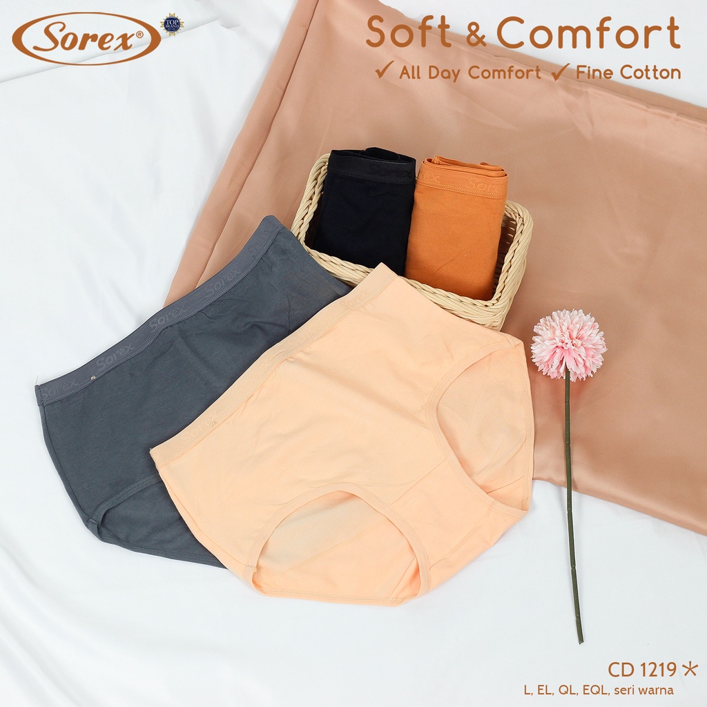 3 Pcs Celana Dalam Wanita SOREX 1219 - MAXI Cutting - Soft &amp; Comfort CD Underwear - Pakaian Dalam Wanita Katun Cotton