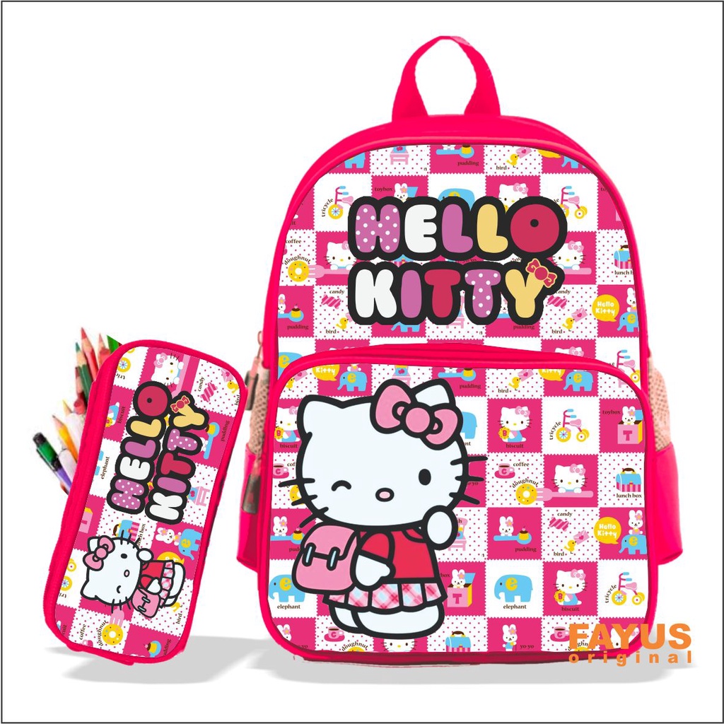 Tas Sekolah Ransel Anak Perempuan Kelas TK-4 SD Karakter HELLO KITTY - Tas Ransel Anak SD - Tas Anak