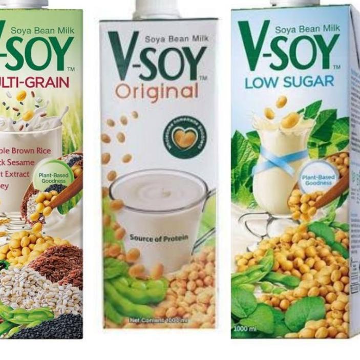 

✔✔SALE✔✔ Vsoy Susu Kedelai Original / Multi Grain | V-soy Soya Milk 1 Liter UHT