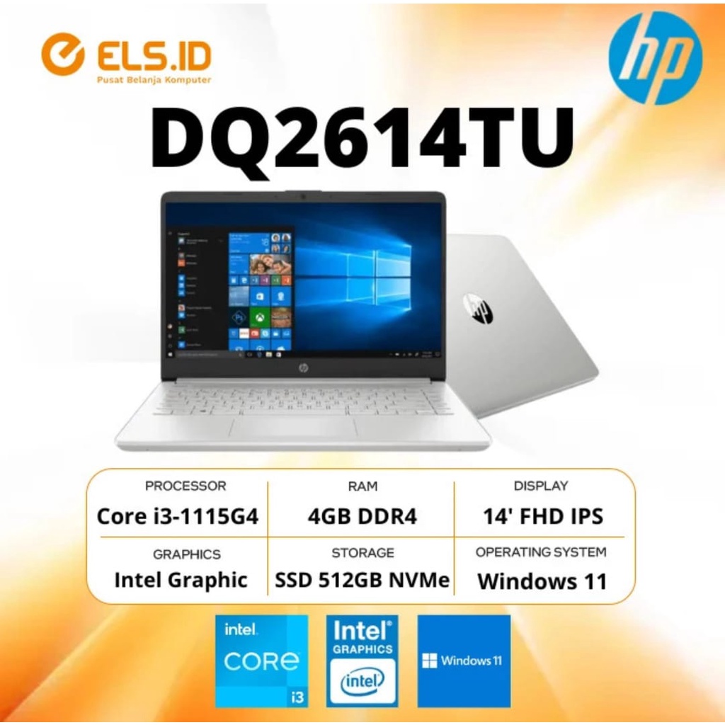 Jual Laptop Hp 14s Dq2614tu Silver I3 1115g4 4gb Ssd 512gb Shopee Indonesia 0313