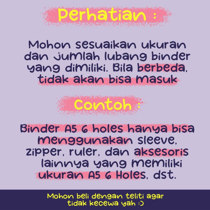 

SOFT COVER JELLY LASER BINDER A5 A6 6 RING LUBANG / TRANSPARAN