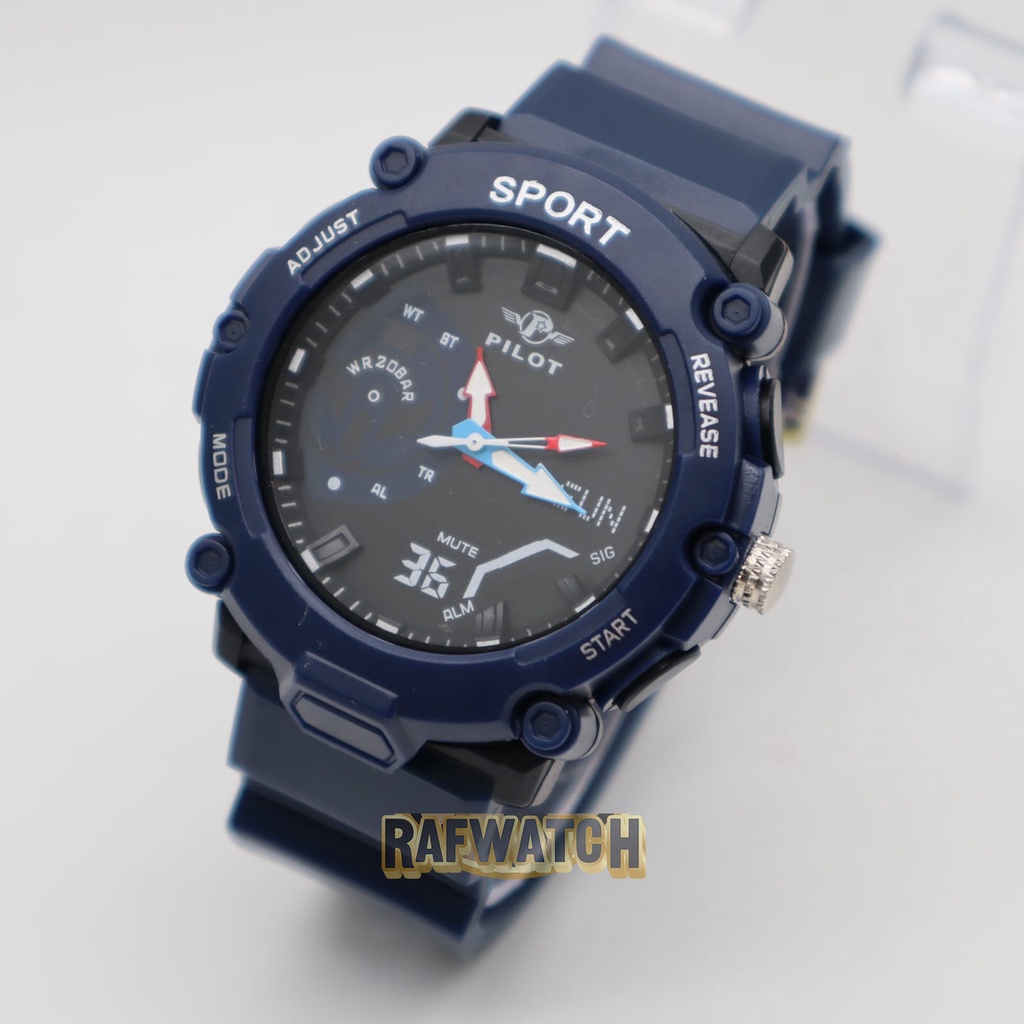 Jam Tangan Pria Analog Pilot PLT1 Sport Tali Rubber Tahan Air