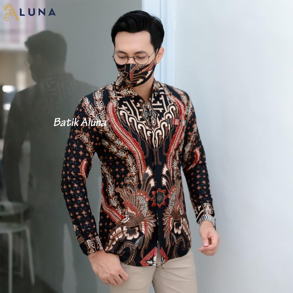 Batik Pria Lengan Panjang Slimfit Atasan Batik Premium Pria Cowok Kondangan Batik Pekalongan Kekinian Original Modern Seragam Kantor Jumbo SBA 02