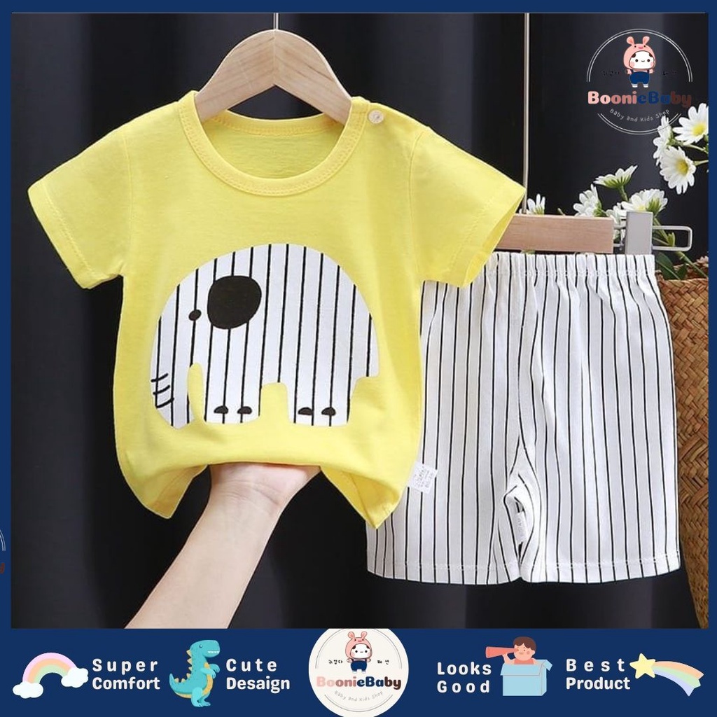 BOONIE BABY SETELAN BAJU LAKI-LAKI BAYI IMPORT UMUR 0-24 BULAN/SETELAN BAJU LENGAN PENDEK BAYI