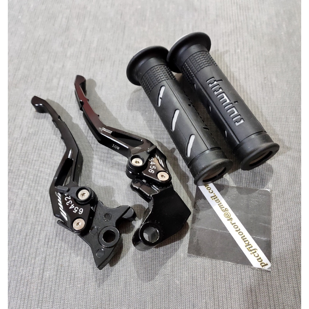 Paket Variasi Motor Vixion Old dan New Handgrip sisik + Handle Rem Stelan CNC Warna