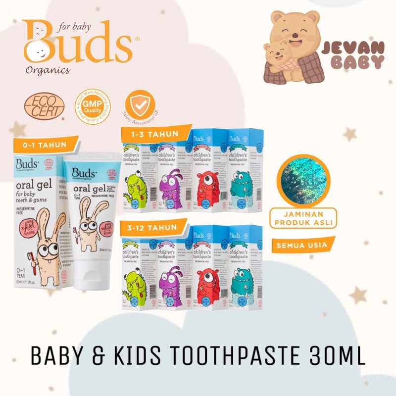 Buds Organic Baby &amp; Kids Toothpaste Oral Gel / Odol Anak &amp; Bayi