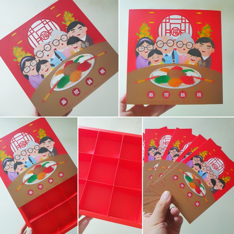 

5 Pcs Kardus Eggtart Imlek Box Fruit Pie Kue Soes Sekat 9 Packaging Kotak Kue Brownies Mini Chinese New Year