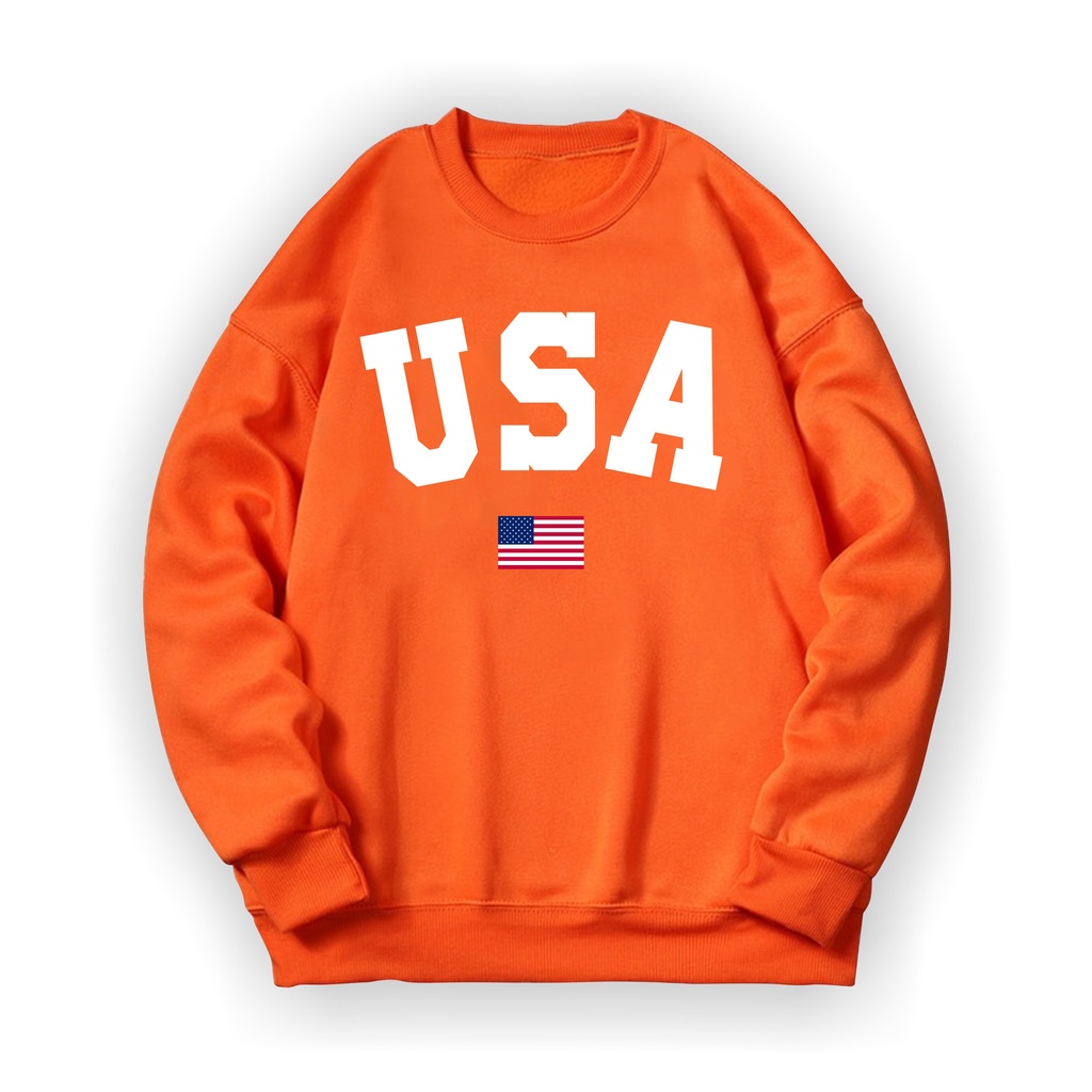 U S A Sweatshirt Basic II Sweater Crewneck Print DTF II Sz M - XL Anak &amp; Dewasa ( Pria &amp; Wanita )