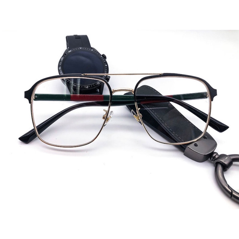 (YUZHU) Vintage Fashion Metal Frame Eyeglasses Aviator Eyeglasses Untuk Pria Oversized Square Kacamata Anti Radiasi Untuk Laki-Laki