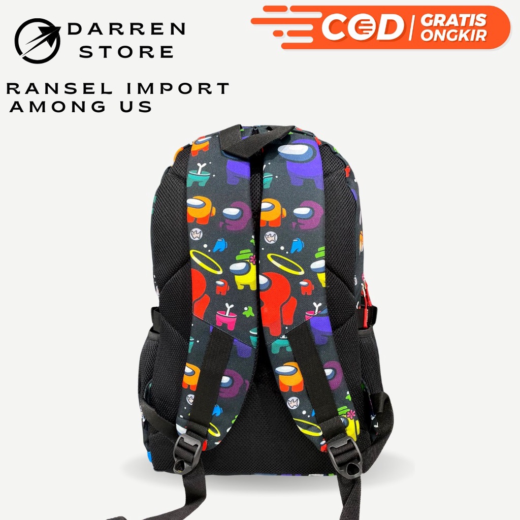 Ransel Anak BT21 Tas Sekolah Amongus Backpack Dino Bahan tebal Printing import Free Raincover