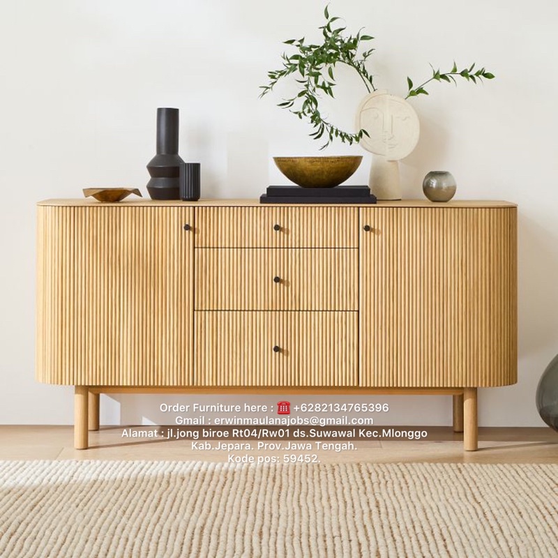 bufet livingroom paradise kayu jati Lanawooden.id bufet hias minimalis kayu jati lemari pajangan lem