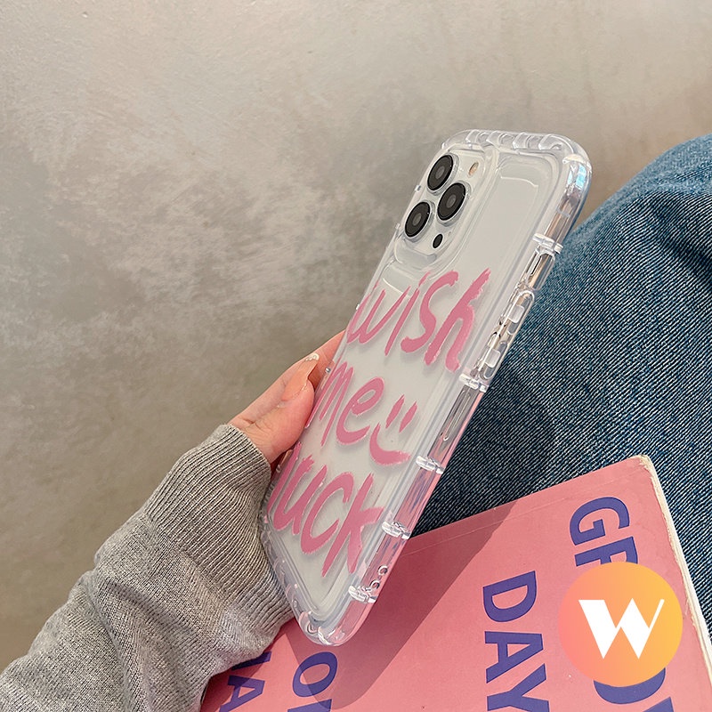 Fashion Graffiti Huruf Transparan Case Kompatibel Untuk iPhone 11 Pro Max 6Plus 7Plus XR 14 11 12 13 Pro Max 8Plus X XS Max Lembut Tpu Shockproof Airbag Penutup Belakang