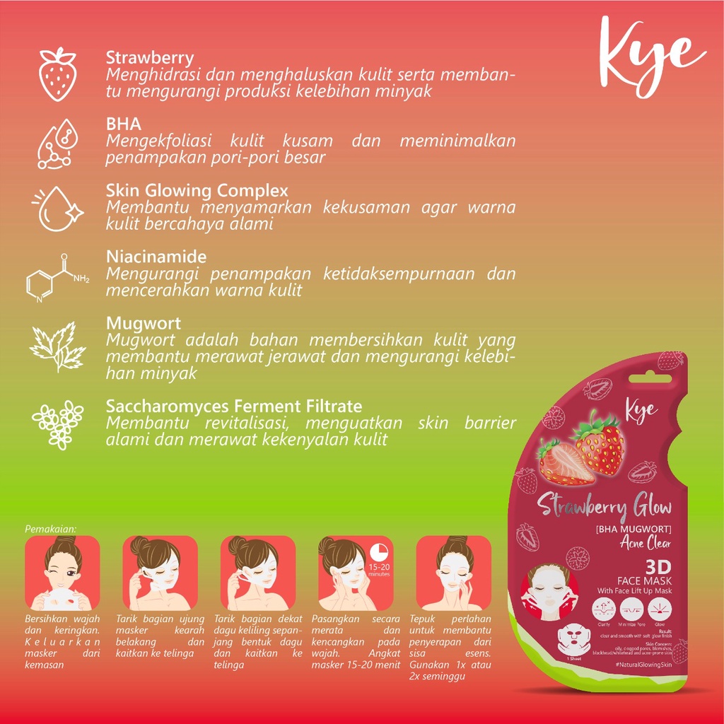 KYE STRAWBERRY GLOW ACNE CLEAR 3D FACE MASK