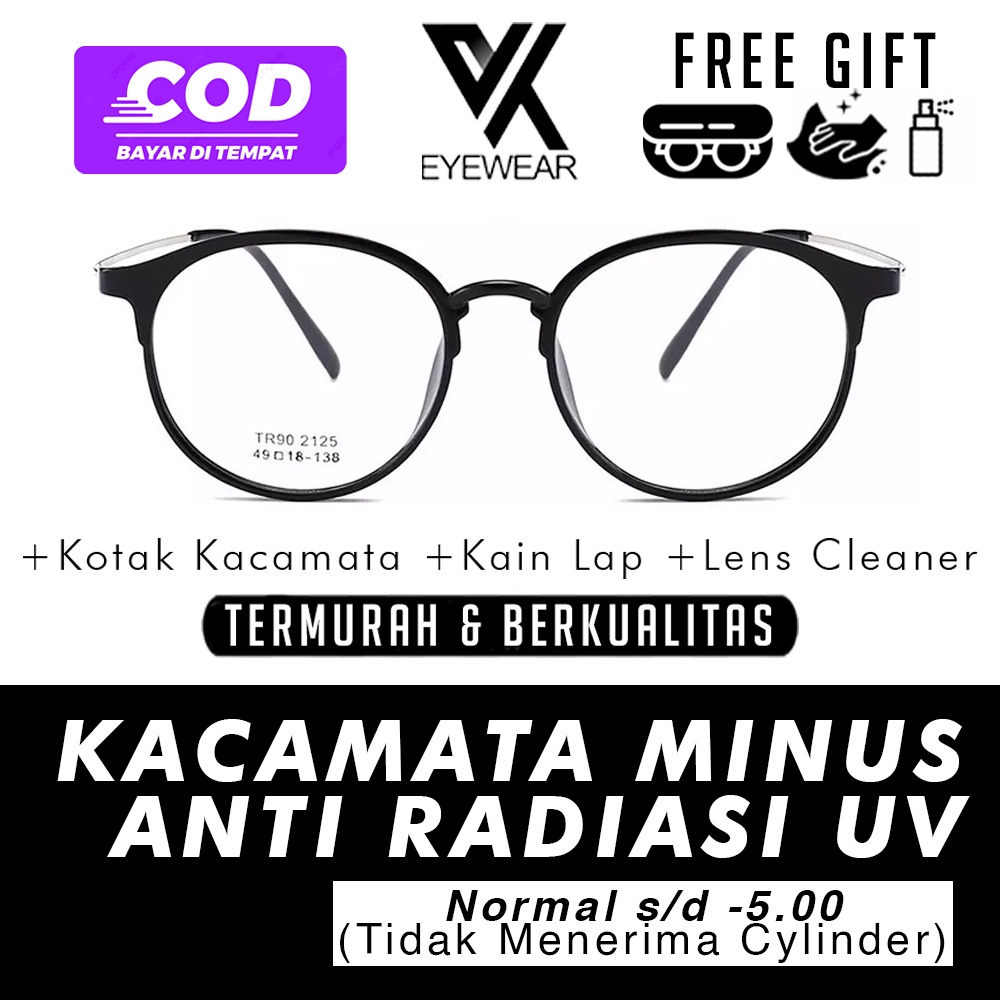 Kacamata 2125 MINUS ANTI RADIASI UV Hp, Laptop, Komputer Normal s/d -5.00  Korea Fashion Pria / Wanita / Anak-anak