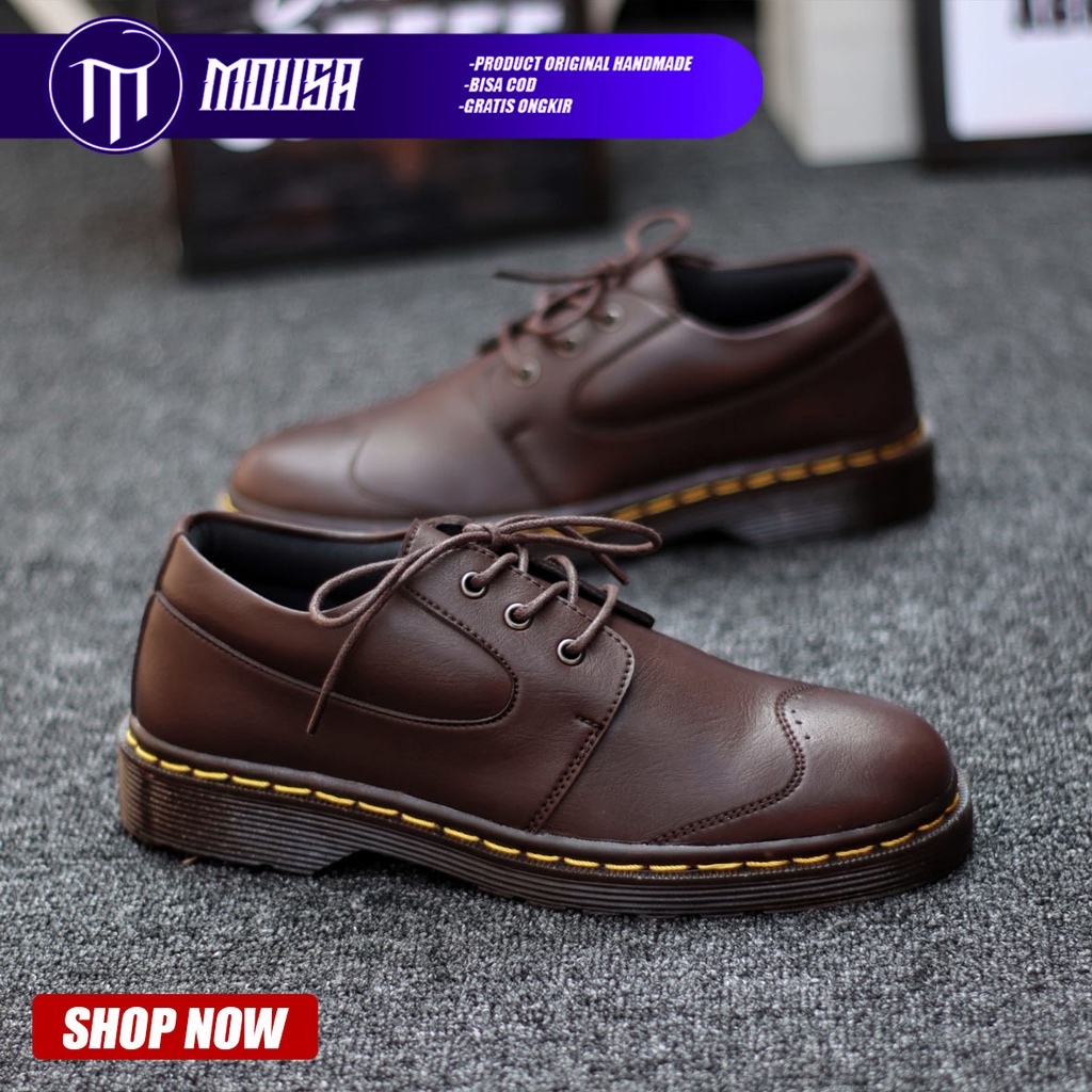 Sepatu Docmart Pantofel Formal Kerja Pria Hitam Mousa Domart