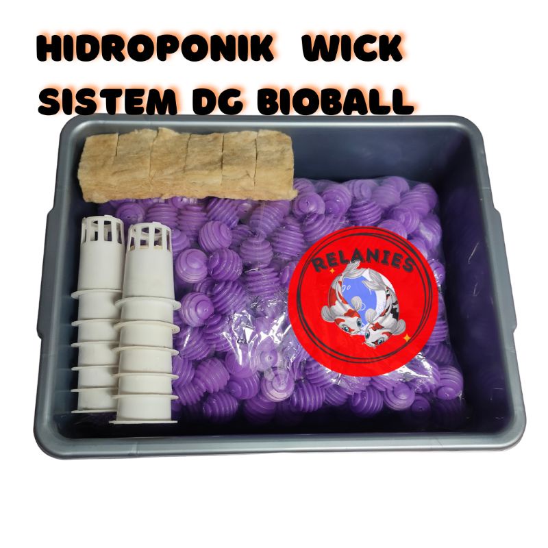 HIDROPONIK SET SYSTEM WICK HIDROPONIK DENGAN BIOBALL RUMAH BAKTERI TANAMAN HIDROPONIK