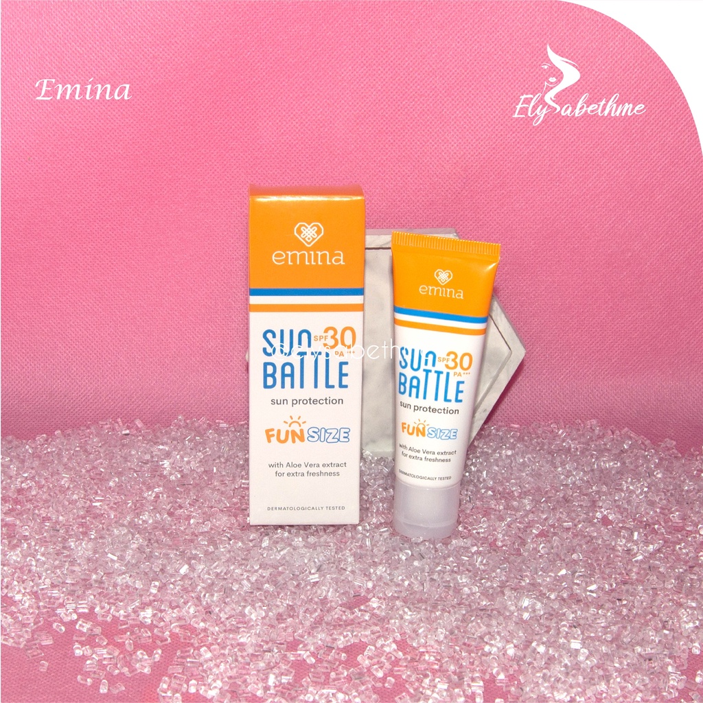 ✿ELYSABETHME✿ Emina Sun battle spf 30 PA +++  NEW! Fun size 23ml sunblock no whitecast cepat meresap sunscreen tekstur lembut