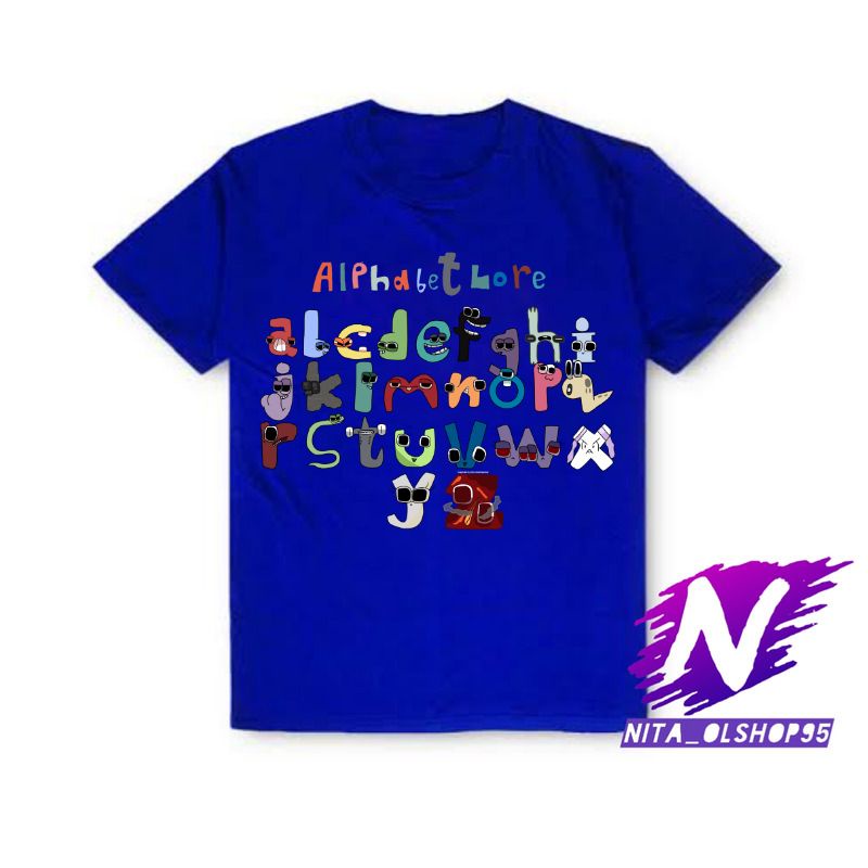 baju anak kaos anak alphabet lore A B C D E F G H I J K L M N O P Q R S T U V W X Y Z