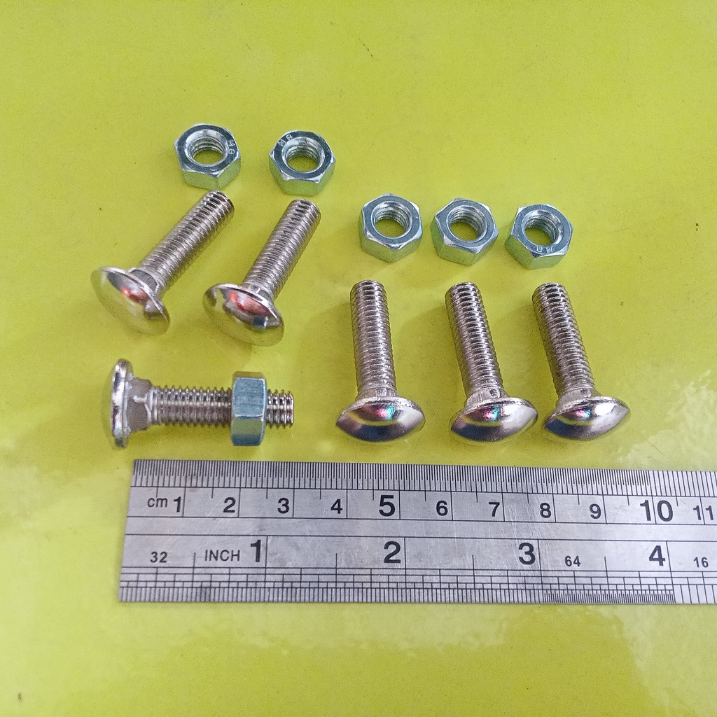 BAUT MUR CB M8x30 NIKEL / BAUT M8 X 30 PANJANG 3CM / BAUT 13 KUNCI 13 NIKEL BAUT PAYUNG BUMPER CARRI