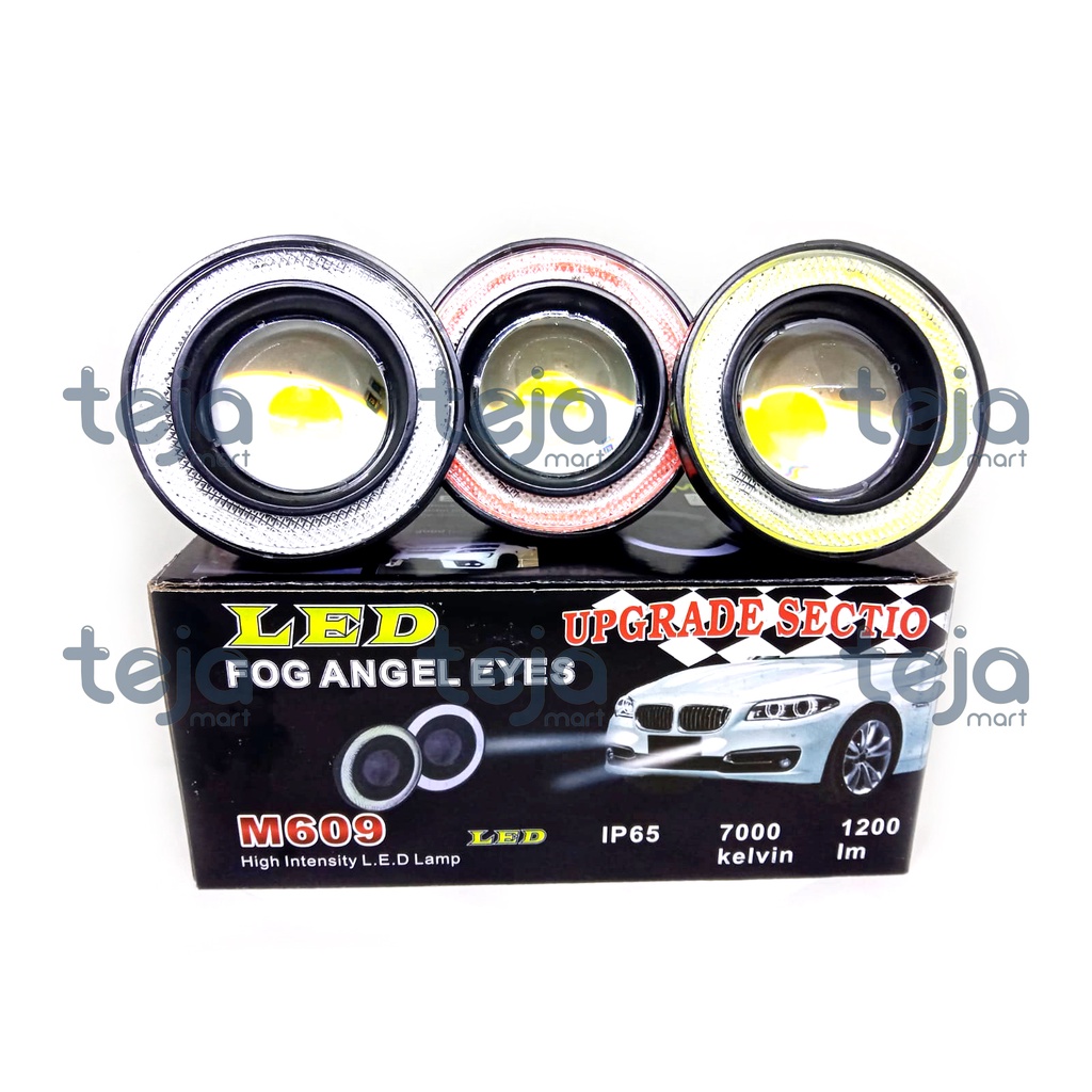 Lampu LED Fog Lamp Mobil Foglight Angel Eyes 89mm Projector Universal