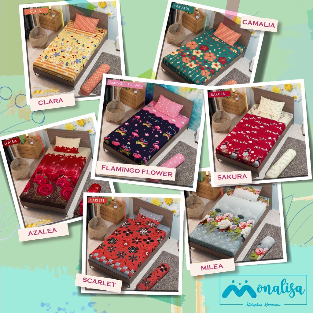 Monalisa Premium Sprei Single ( Uk 90 / 100 / 120 ) T 20 / Bahan Microtex / Sprei Motif - Dewasa