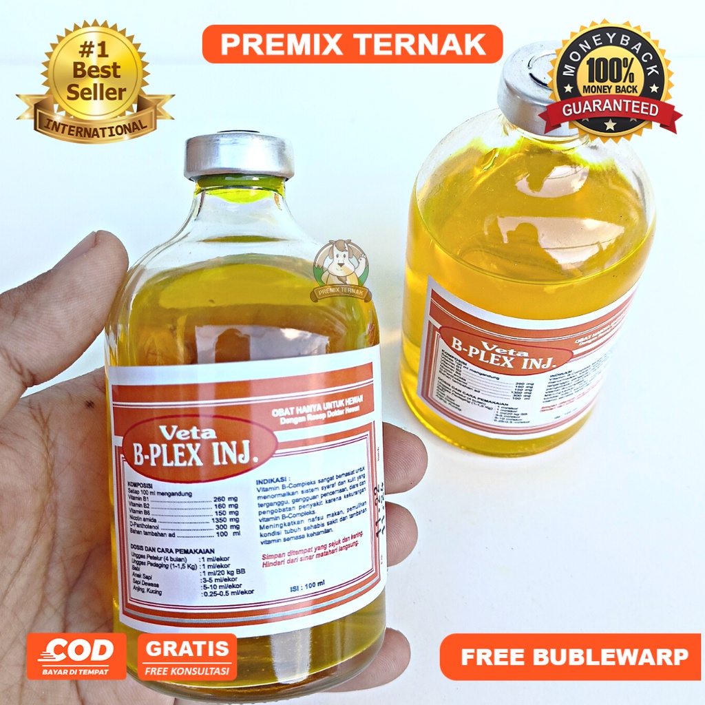 VITAMIN B COMPLEX VETA B PLEX INJ 100ML - Vitamin B Komplek Sapi Kambing Domba Ayam Babi Joss