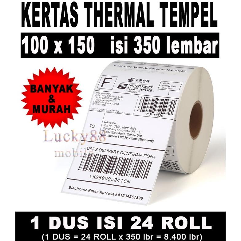 

TERMURAH KERTAS THERMAL 350 PCS 100 MM X 150 MM LABEL TERMAL STICKER TEMPEL (BUKAN 200 250 LEMBAR ) TERLARISS...,,,,,